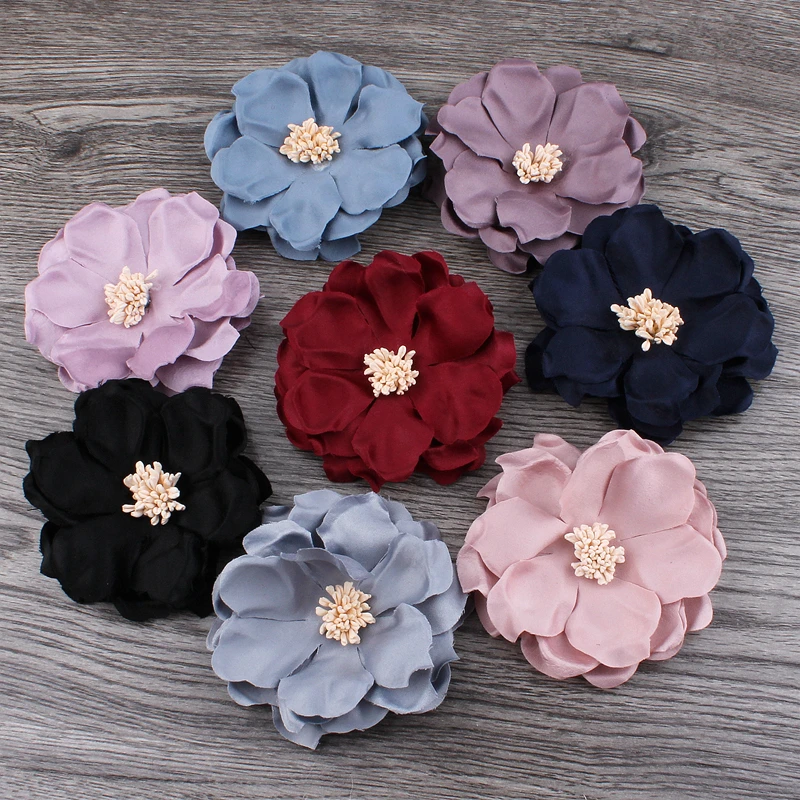 10pcs/lot 8cm 8colors Hair Clips Korean Cloth Felt Flower For Kids Girls Hair Accessories Handmade Fabric Flowers For Headbands