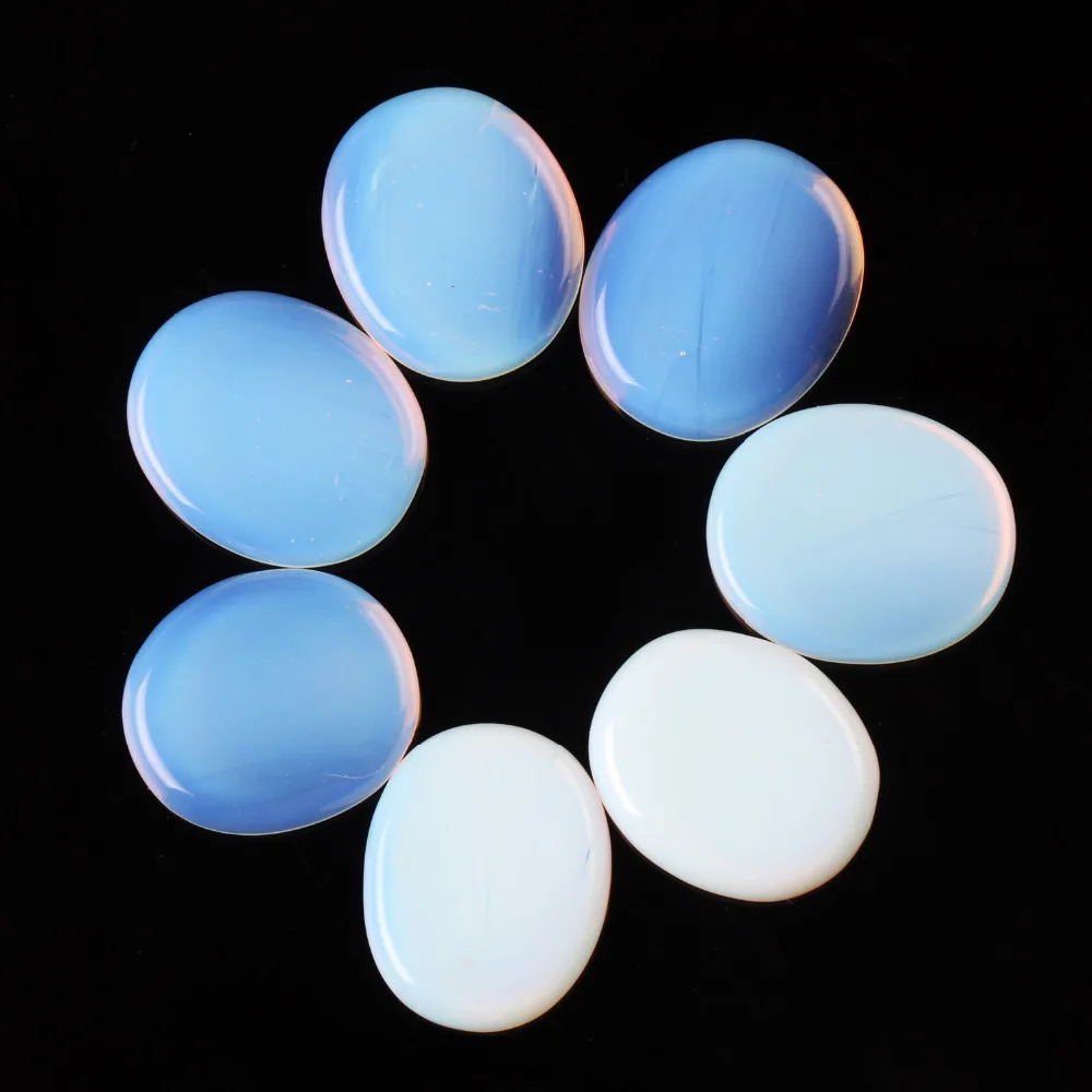 Opal Opalite 7pieces/lot Palm stone Natural Plam Clear Crystal Reiki Healing Quartz Chakra Free pouch