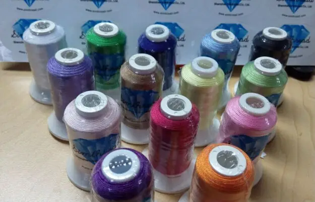 hot selling Simthread brand 14 popular brother colors polyester embroidery thread 500m/cone +10 A bobbin with free shipping