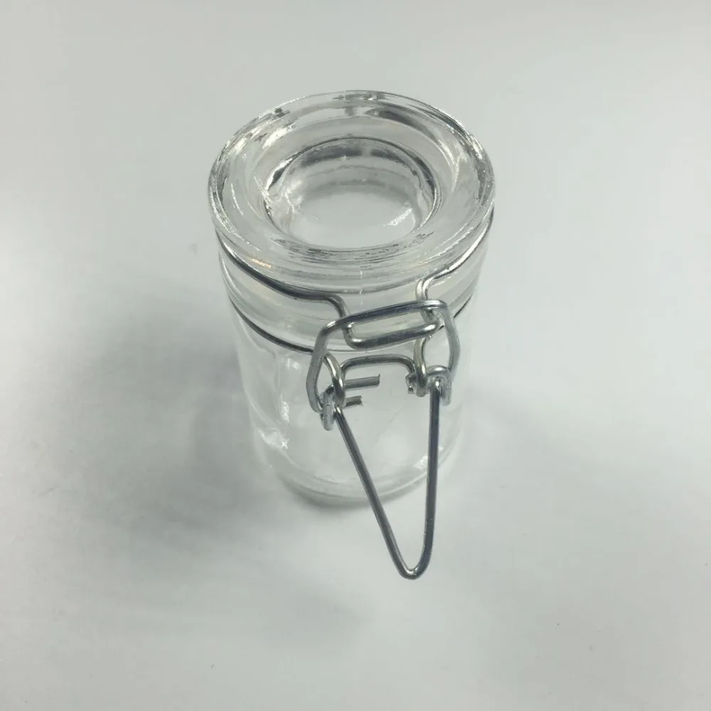 1Pc Mini Glass Round Spice Jar With Metal Buckle Clip 100ml