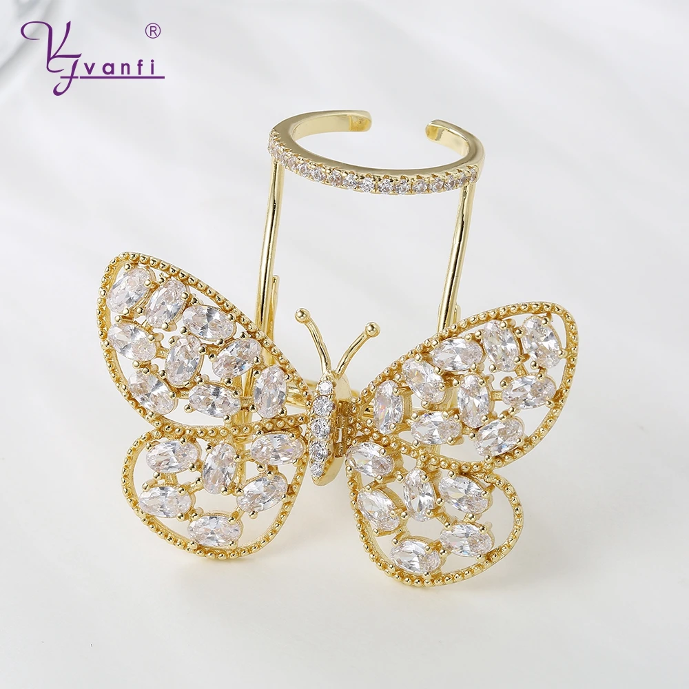 Factory Promotions Gold Color Moving Butterfly Action Shape Jewerly ring high quality rings for Women gift free size