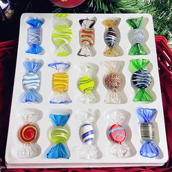 Stunning MURANO Glass Candy Wrapped 15 Pcs Pop Art, Striped Each Different! Table Decor, Home Decor, Table Favors, Party Favors