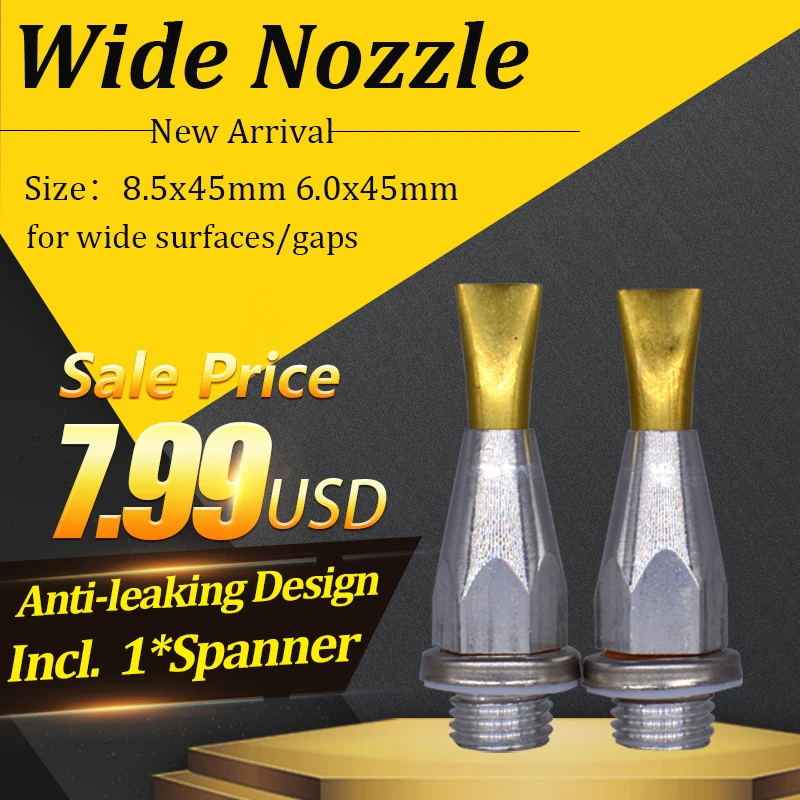 Wide Hot Glue Gun Nozzle Flat 6.0mm 8.5mm 45mm for Gaps, Wide Surfaces, Box Sealing, Glue Gun Accessory, 1pcs/lot, free shipping