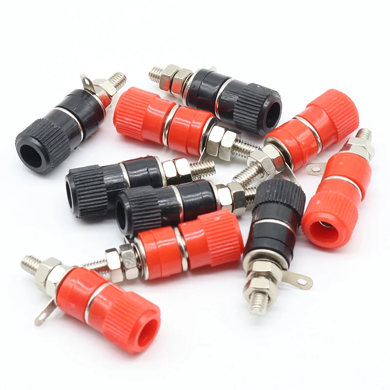 High Quality 1 pair (RED + BLACK) Amplifier Terminal Binding Post Banana Plug Jack Panel mount connector