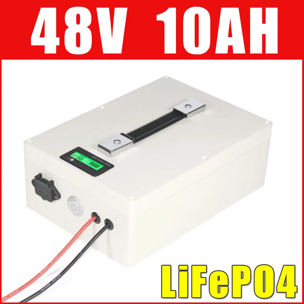 

48V 10AH LiFePO4 Battery Pack Long life Super Electric bike Lithium ion battery waterproof case LCD display