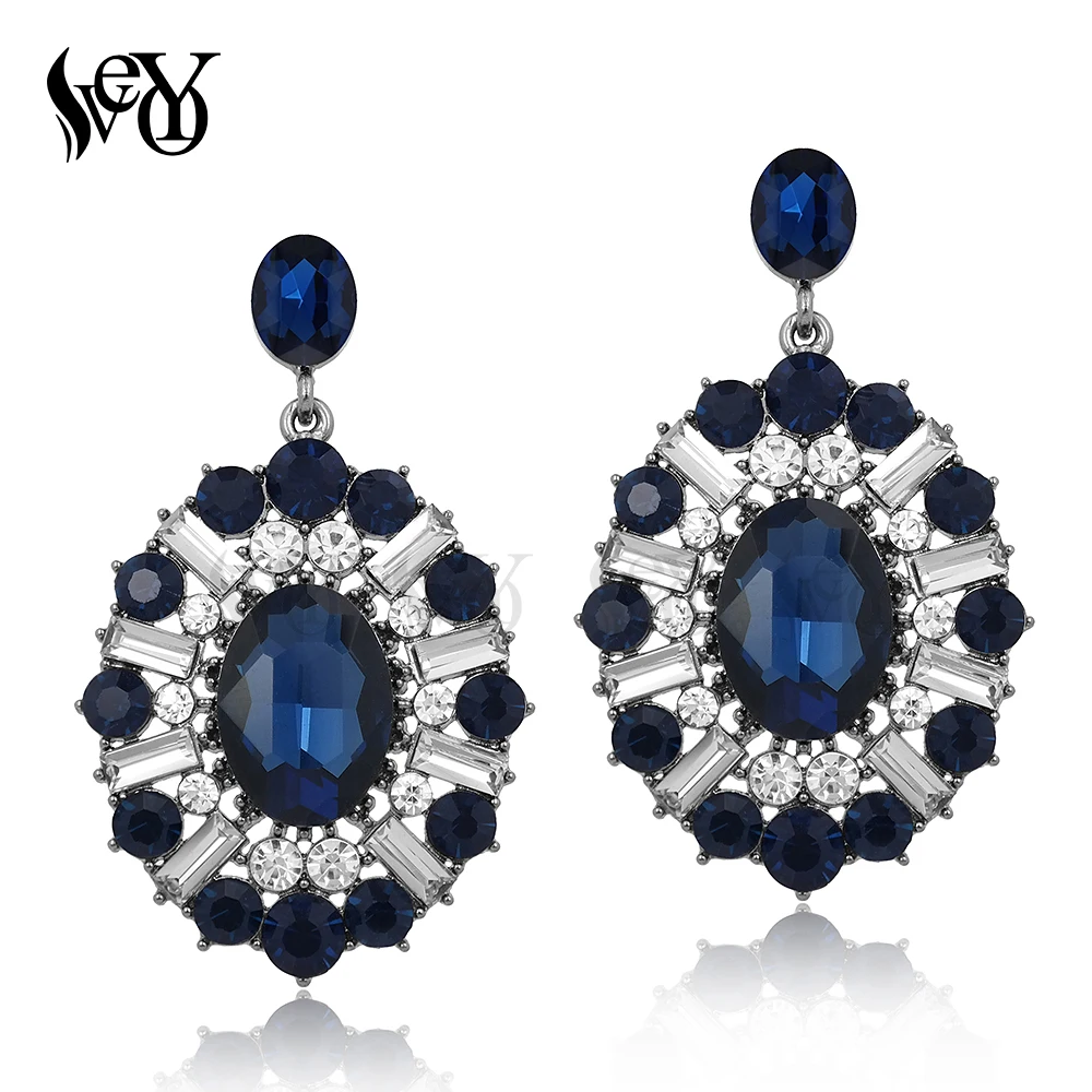 VEYO Crystal Earrings For Woman Round Rhinestone Drop Earrings Luxury Classic brincos Pendientes High Quality