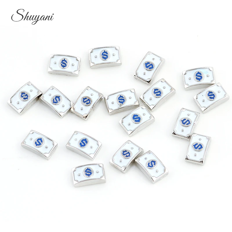 20pcs/Lot Hot Selling Enamel Dollar Shape Charms Fit Floating Glass Memory Locket Women Necklaces Jewelry Making