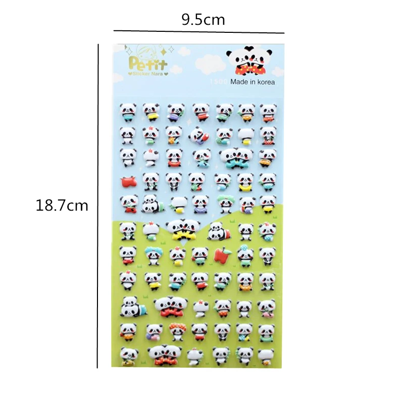 1PCS 3D Cute Panda Animal Stationery Stickers Bubble Stickers Diary Decorative Sticker Lovely Learn Supplies Gifts