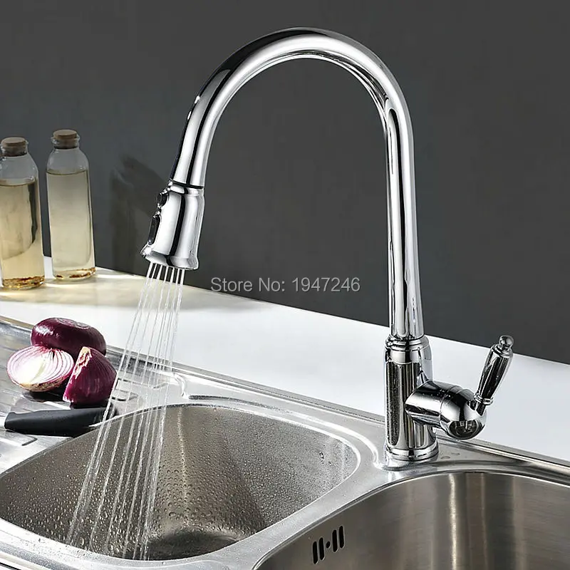 High Arc Pull Down Kitchen Sink Faucet Pull Out Brass Bar Faucets With 3 Function Spray Head Ceramic Cartridge Ensure Drip Free