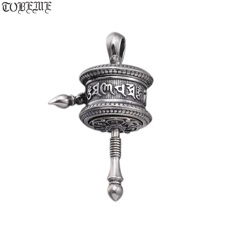 Real 925 Silver Tibetan OM Mantra Prayer Wheel Pendant vintage sterling silver Tibetan Wheel pendant Buddhist prayer wheel