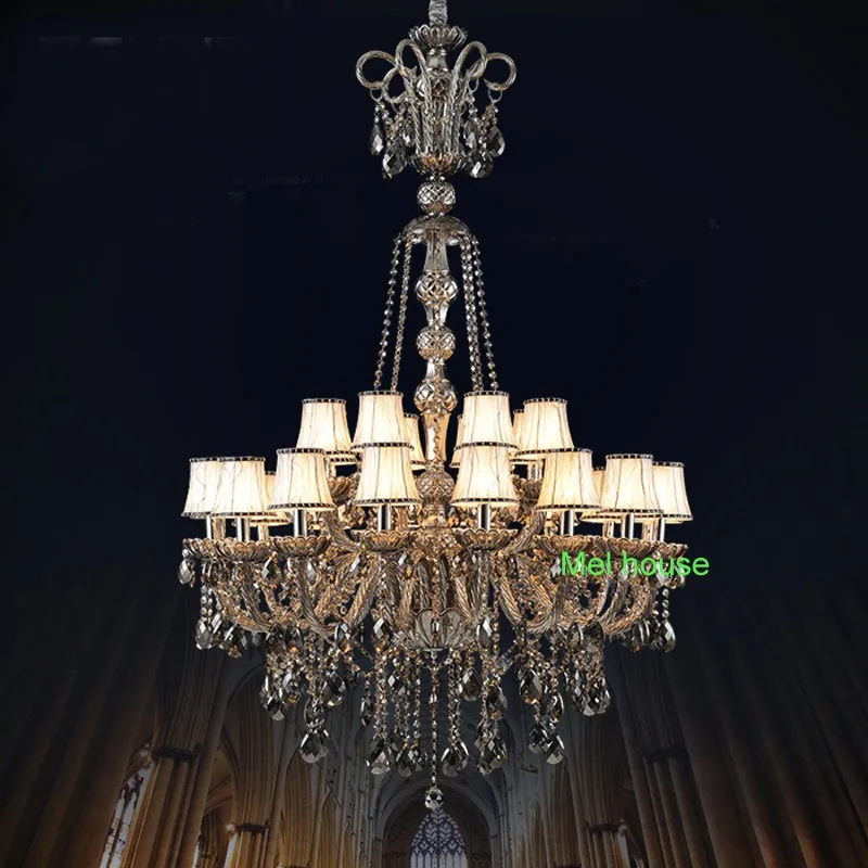 

Living Room Chandelier Long Stair Lighting LED Hanging Crystal Lamp Classical Crystal Chandeliers Hote Hall