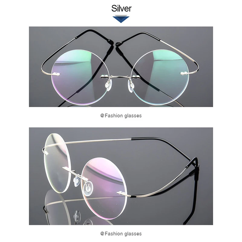 Steve Jobs Star Style Ultra-light Memory Titanium Rimless Round Myopia Eyeglasses Optical Glasses Frame Men Women Eyewear A1