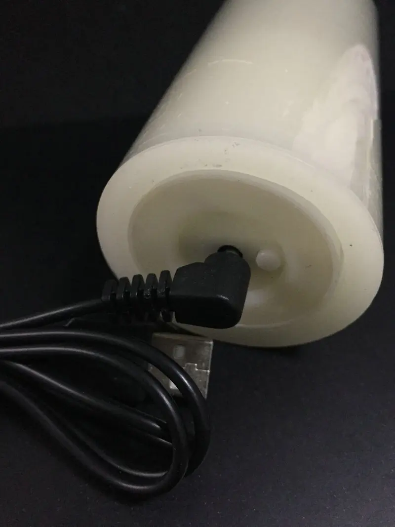 USB powered Rechargeable Led flickering Pillar paraffin Candle wavy edge moving wick Wedding Xmas Party bar Decoration-Amber