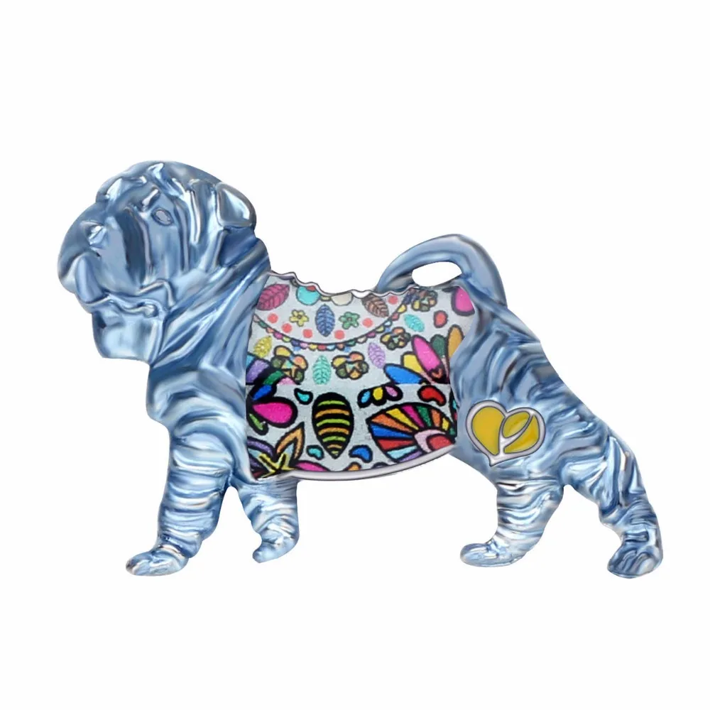 Bonsny Statement Alloy Enamel Shar Pei Dog Brooches Fashion Clothes Scarf Decoration Jewelry Pin For Women Girls Gift Bijoux