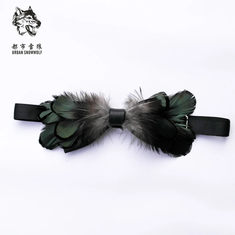 free shipping new men\'s male eagle feathers tie high-end fashion personality offbeat Headdress female atmosphere velvet bow tie