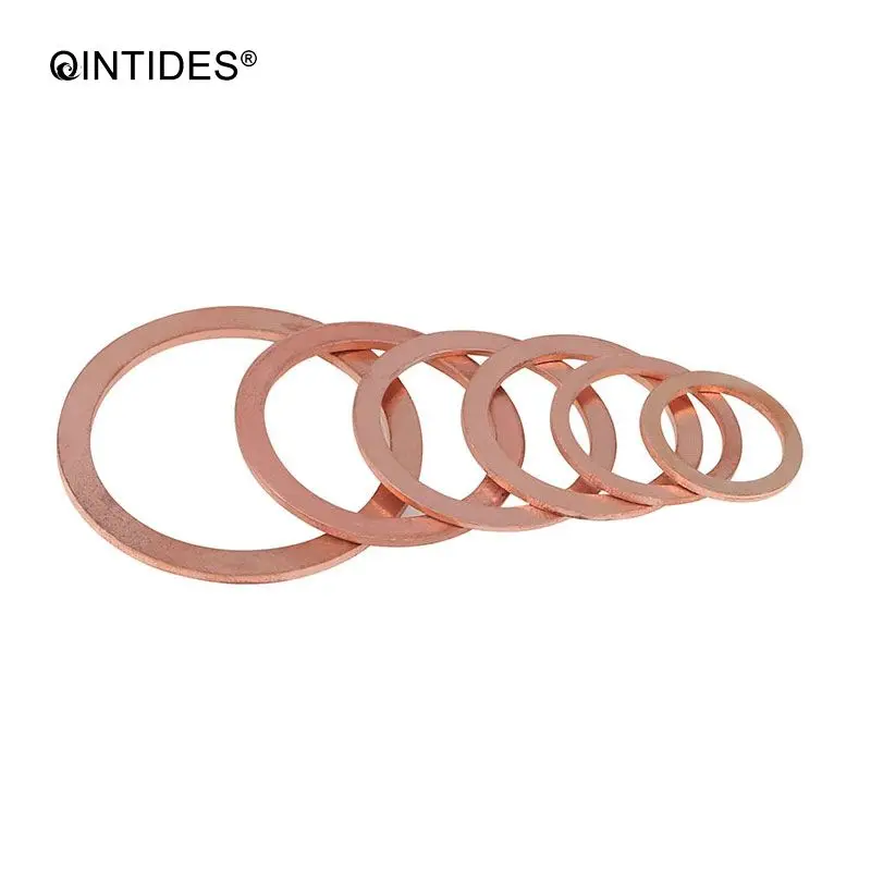 QINTIDES 50/100PCS M3 - M7 Copper Sealing rings Copper Gasket Seal Flat Gasket DIN7603A Copper sealing washer