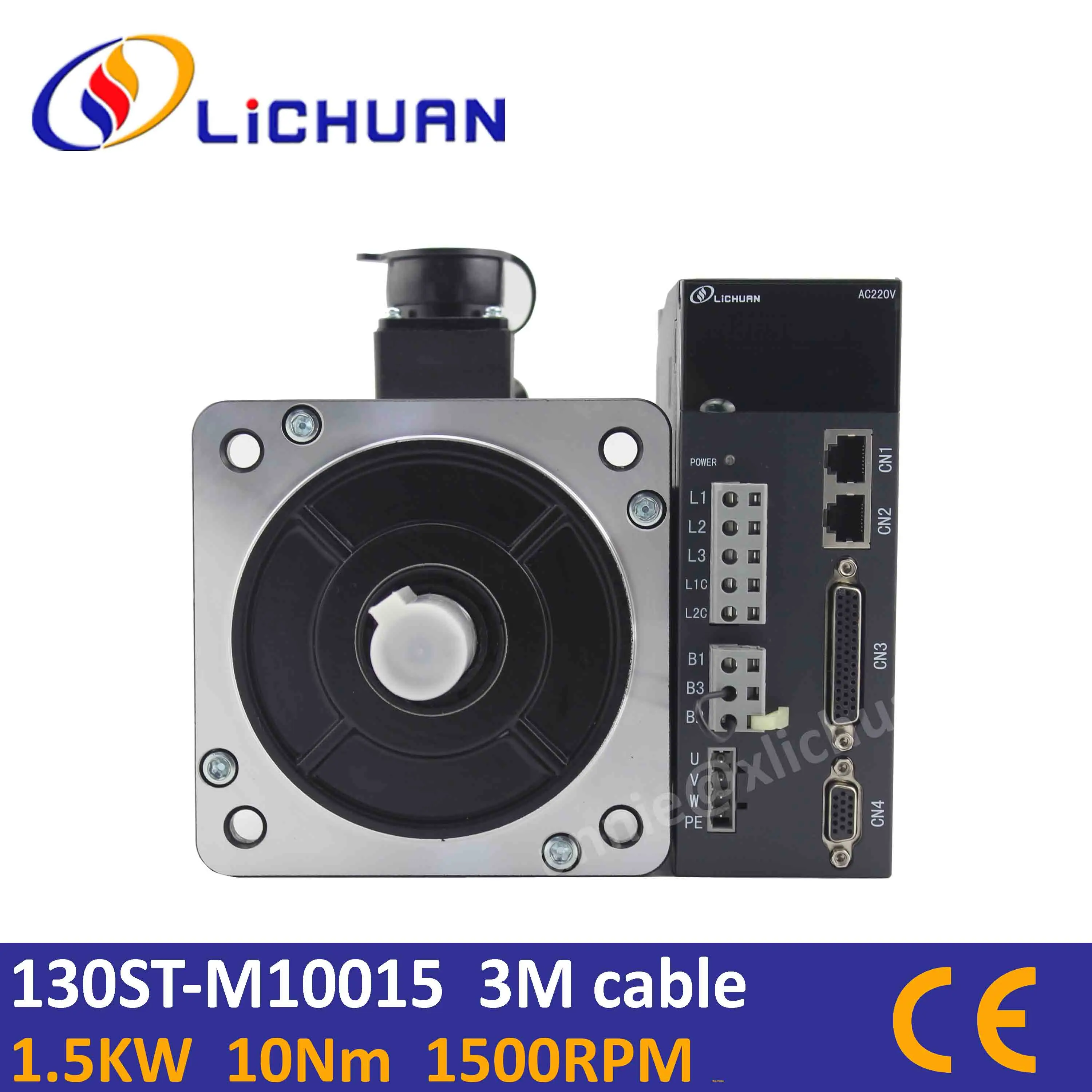 130ST-M10015 Flange130 1.5KW servo motor with servo amplifer 1500rpm 10Nm servo motor AC220V cnc servo controller