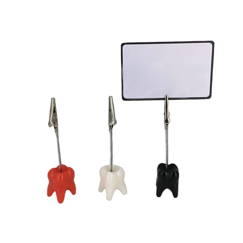 100pcs Creative Tooth Shape Place Card Holder Party Souvenirs Teeth Notes Clips Desktop Name Business Card Clamp ZA6419