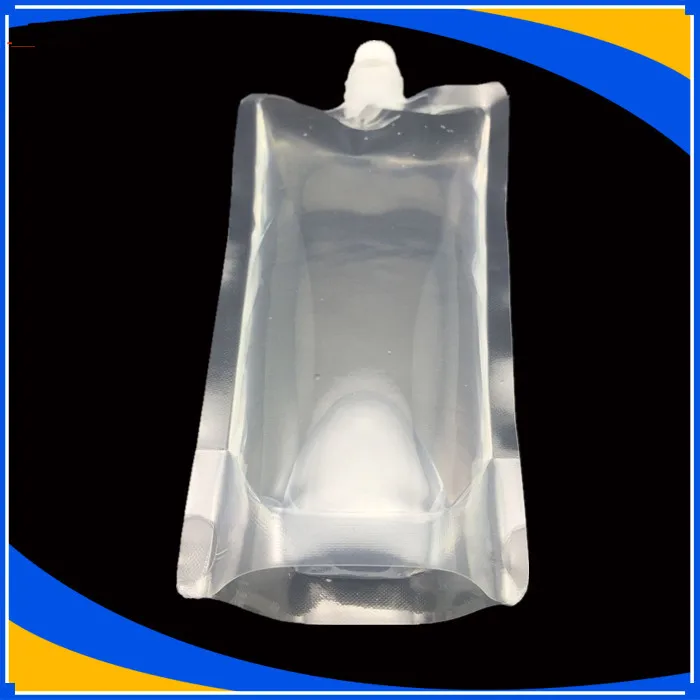 10*17cm 250ml 100Pcs/ Lot Jelly Clear Poly Doypack Spout Bag Juice Drinking Empty Stand Up PE Plastic Spout Party Package Pouch