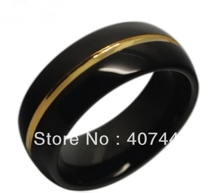 

Discount Cheap Price Free Shipping USA Hot Selling 8MM Mens Black&new Gold Two Tones Tungsten Ring Wedding Band US Sizes 7-13