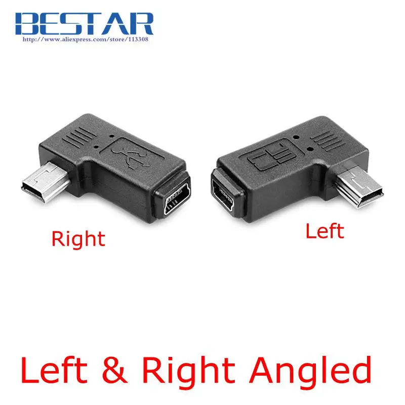 

Mini USB 5 Pin Male to Female Extension Adapter 90 Degree Left & Right Angled Mini USB Connector Adaptor