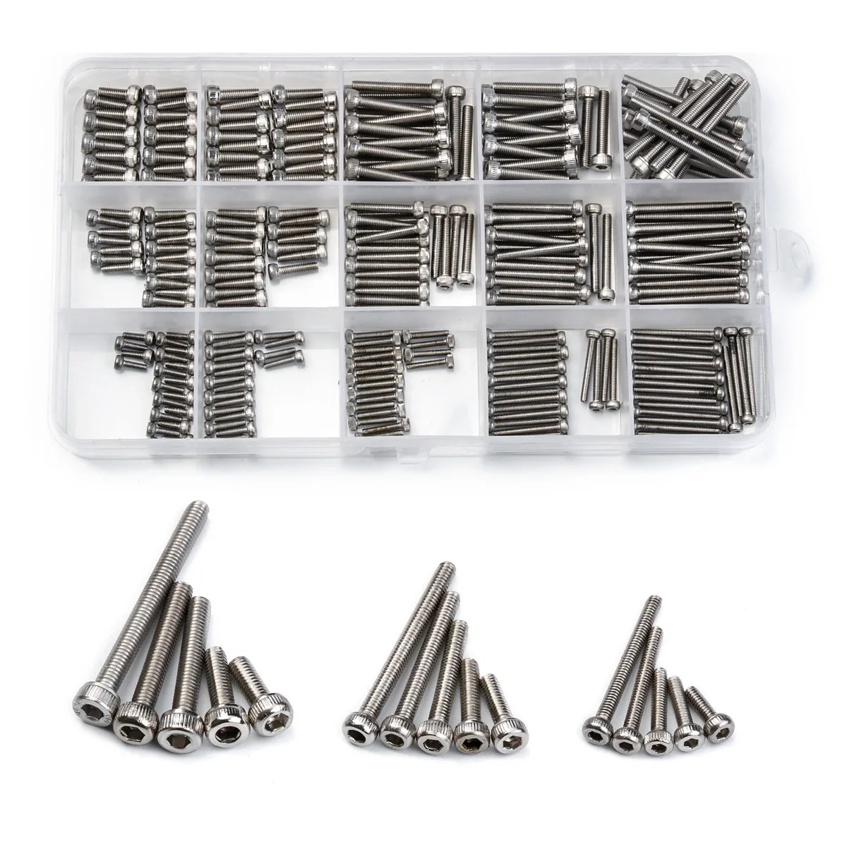 

300PCS Stainless Steel M2/M2.5/M3 Socket Head Cap Screws Hexagon Hex Round Head Screw Bolt Assorted Kit