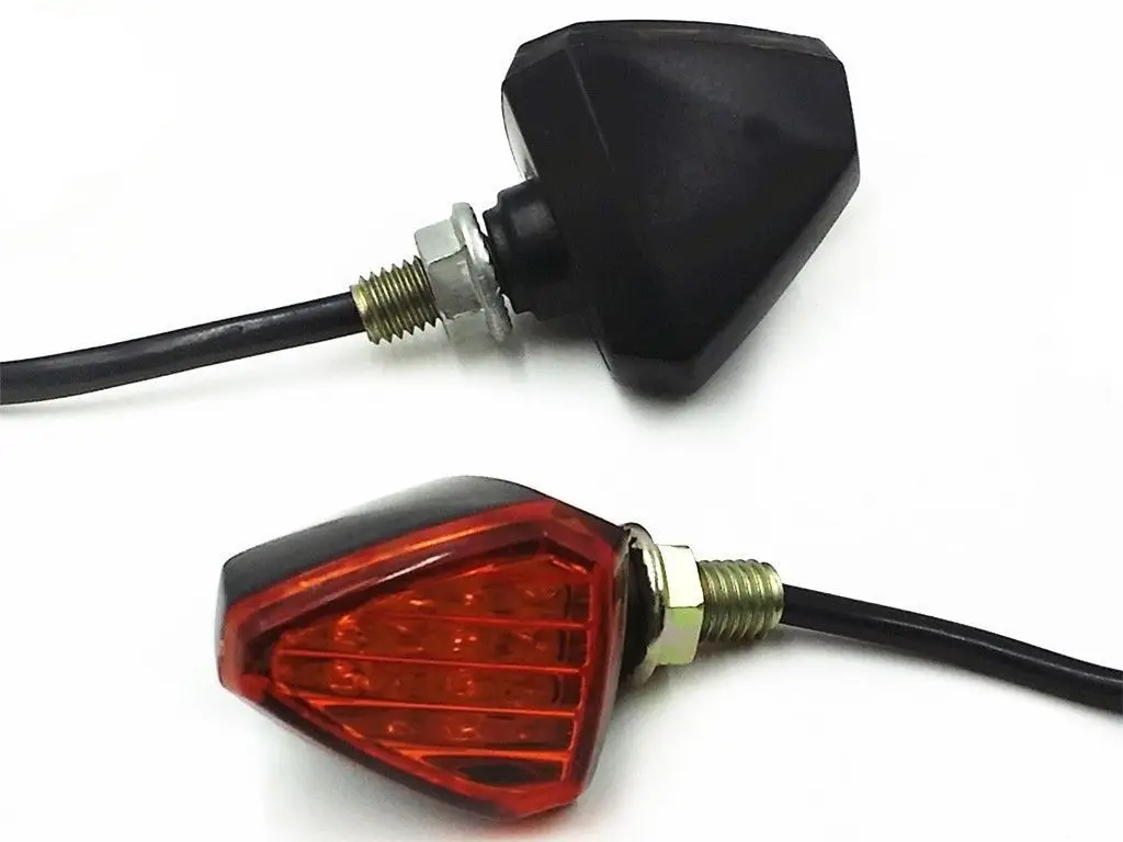 Black Triangle LED Turn Signal Light Indicator Lamp Shot Stem Custom Motorbike