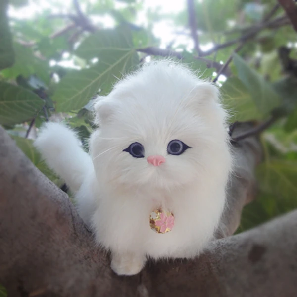 simulation cat model toy about 17x13cm lovely white cat miaow sound bell cat craft decoration toy birthday gift a2128