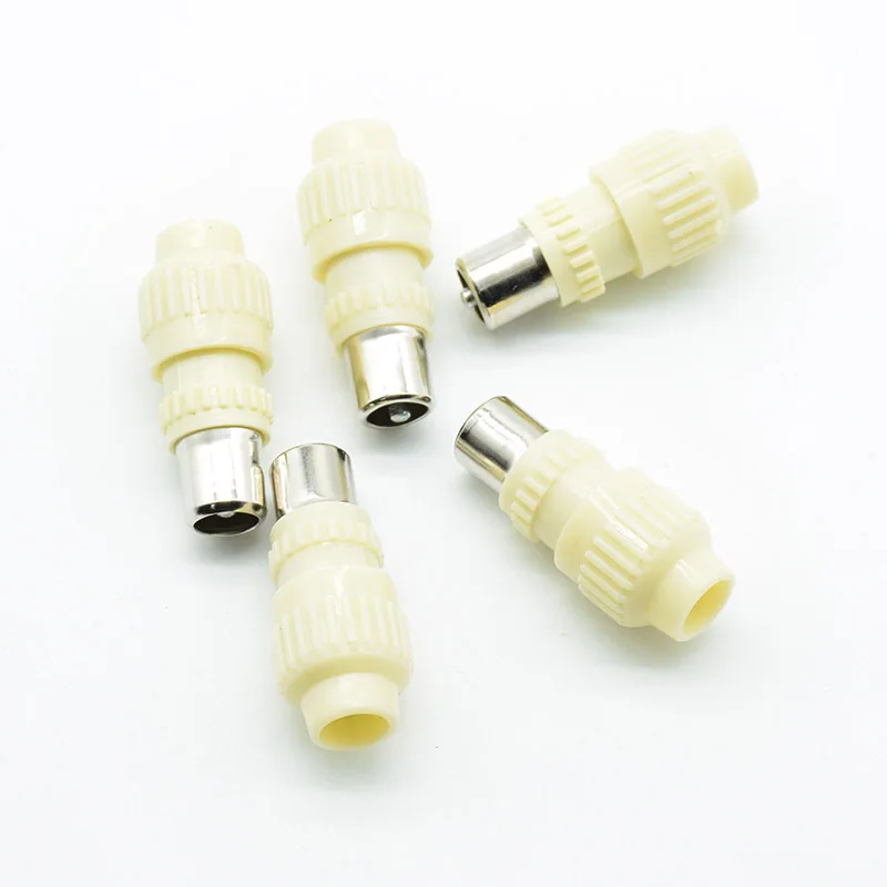 10pcs Cable TV plug without welding type RF head RF cable connector TV head closed circuit head bamboo male head yellow