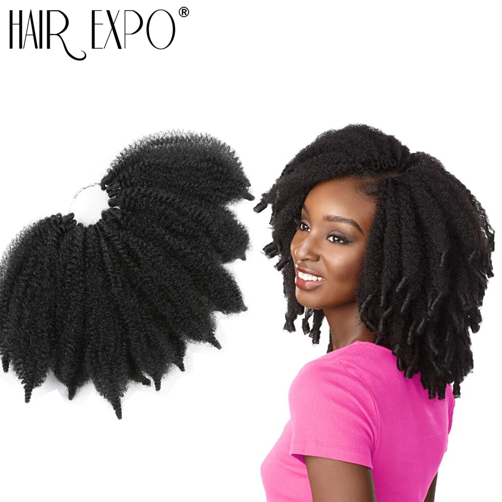 Hair Expo City Afro Kinky Bulk Crochet Twist Braiding Hair Extension Senegalese Twist Synthetic Fake Hairpiece For Women