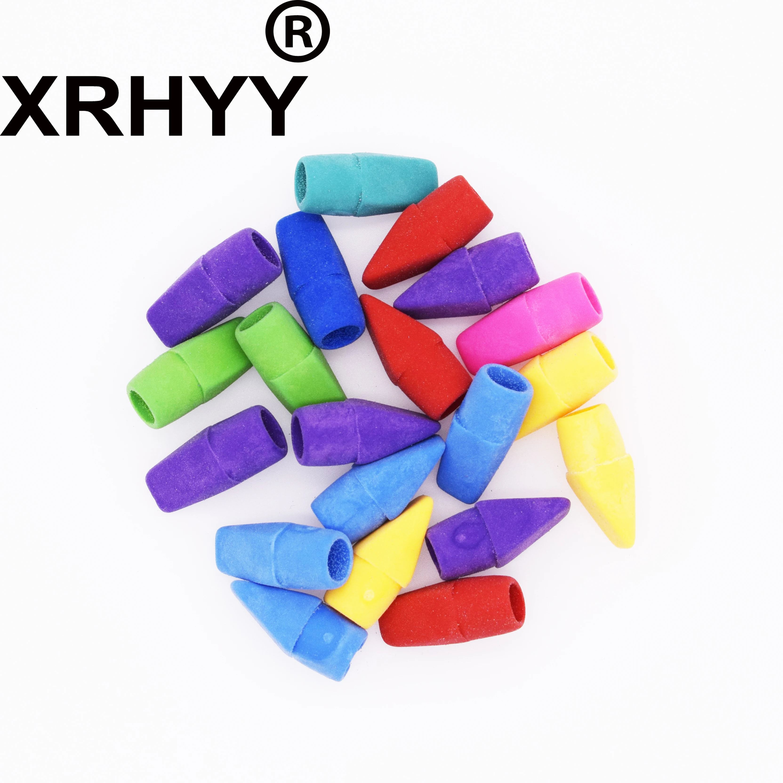 XRHYY 20 PCS Assorted Colors Pencil Cap Erasers