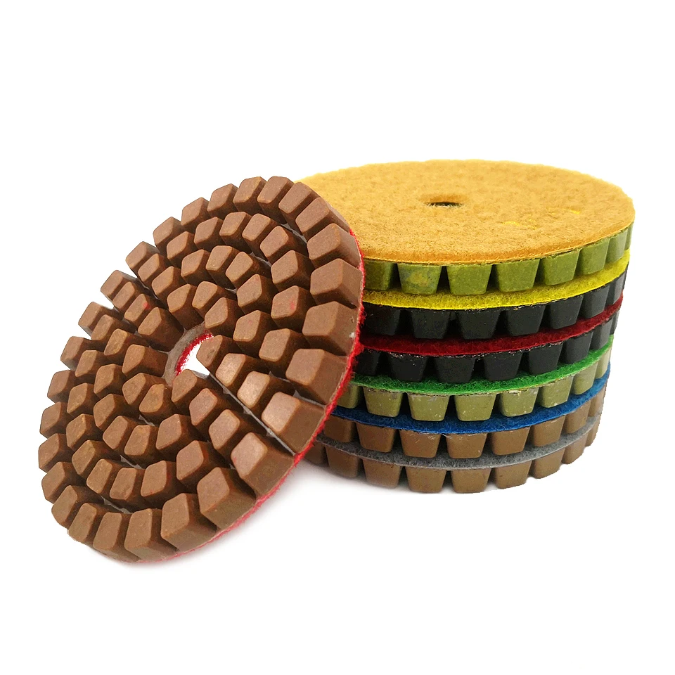 RIJILEI 7PCS/Set 4 Inch Concrete Floor Polishing Pads Thick 8mm Floor Renew Sanding Discs Repairing For Floor LW04