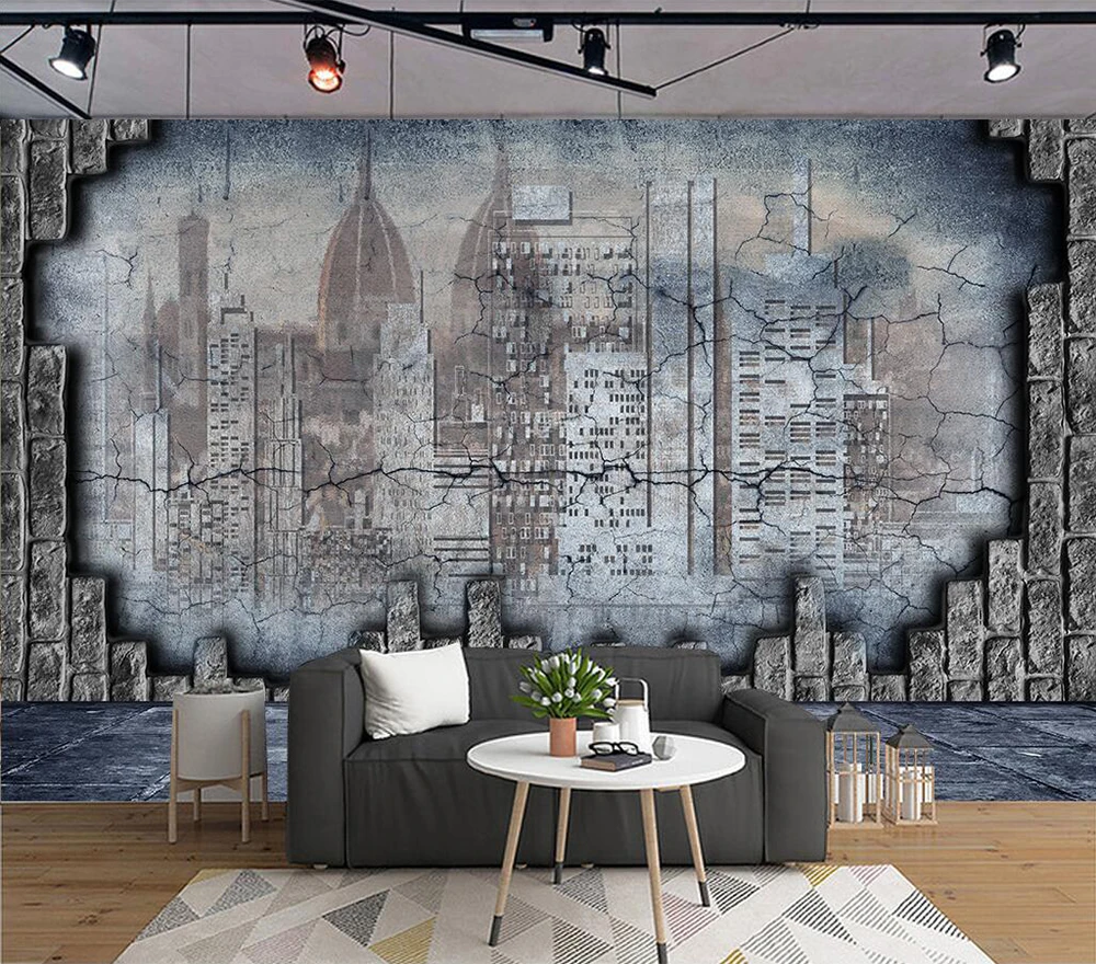 Decorative wallpaper 3D building background wall