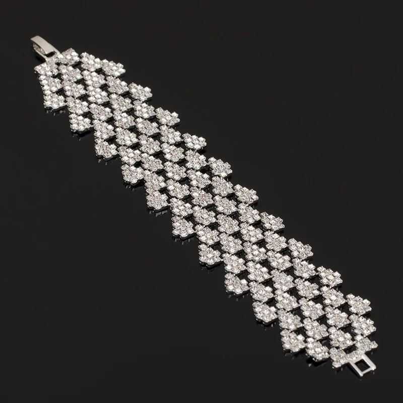 YFJEWE Luxury Rhinestone Crystal Bridal Wedding Accessories Jewelry Fashion Charm Bracelets & Bangles for Women Wholesale B148