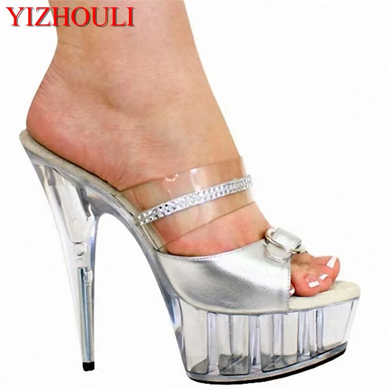 

Summer fashion women's plus-size heels, crystal soles, party stage show 15cm heels, sandals