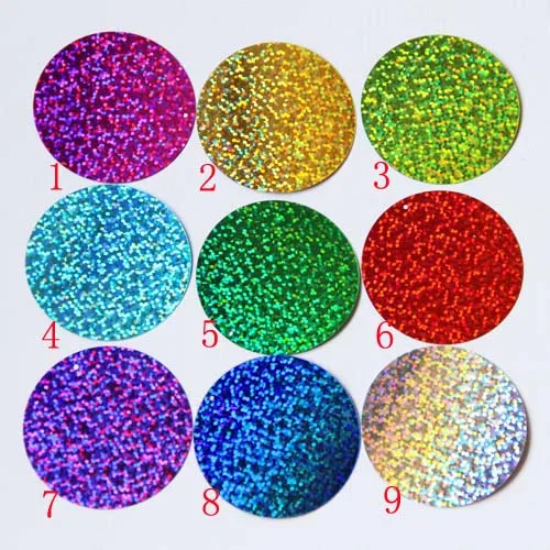 20pcs Grande Rotonda Paillettes 80 millimetri PVC Paillette Piatto Ologramma Decorazione 2 Foro Laterale 9 Laser Colori Disponibili Coriandoli