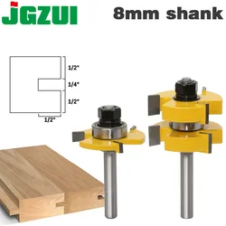 2 pz 8mm Gambo Tongue & Groove Router Bit Set-Grande Magazzino fino a 1-1/4