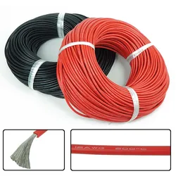 5 metri rosso + 5 metri filo di Silicone di colore nero 10AWG 12AWG 14AWG 16AWG 18awg cavo di collegamento in Gel di silice di Silicone morbido resistente al calore