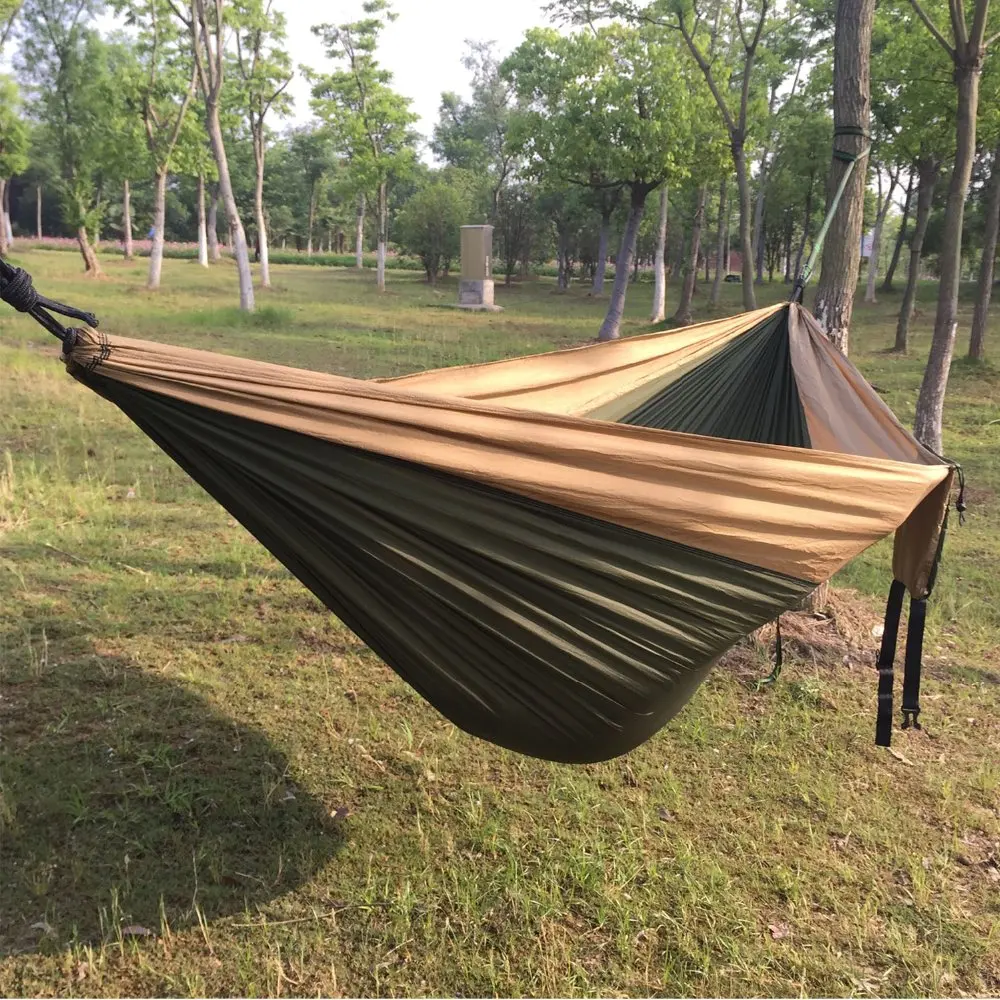 Hamaca de paracaídas de Color sólido para 2-3 personas, Columpio de jardín de supervivencia para acampar, viaje de ocio, hamaca portátil para