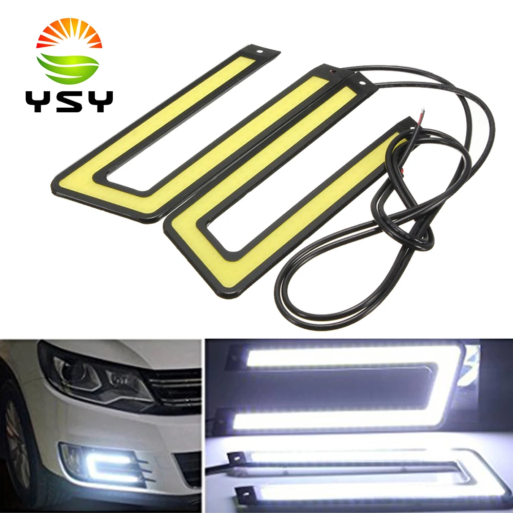 YSY 2PCS Daytime Running Light DRL Car Led Front Fog Lamp White COB DC12V Light Source U Shape 7000K Car Working Lights