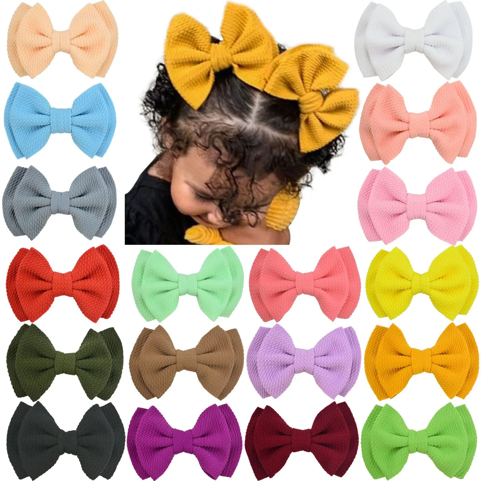 

36pc/lot 5inch Solid Cotton Fabric Bow BB Hair Clips Girls Hair Bow Hairpins ,School Girl Knotbow Headdress Hair Accessories