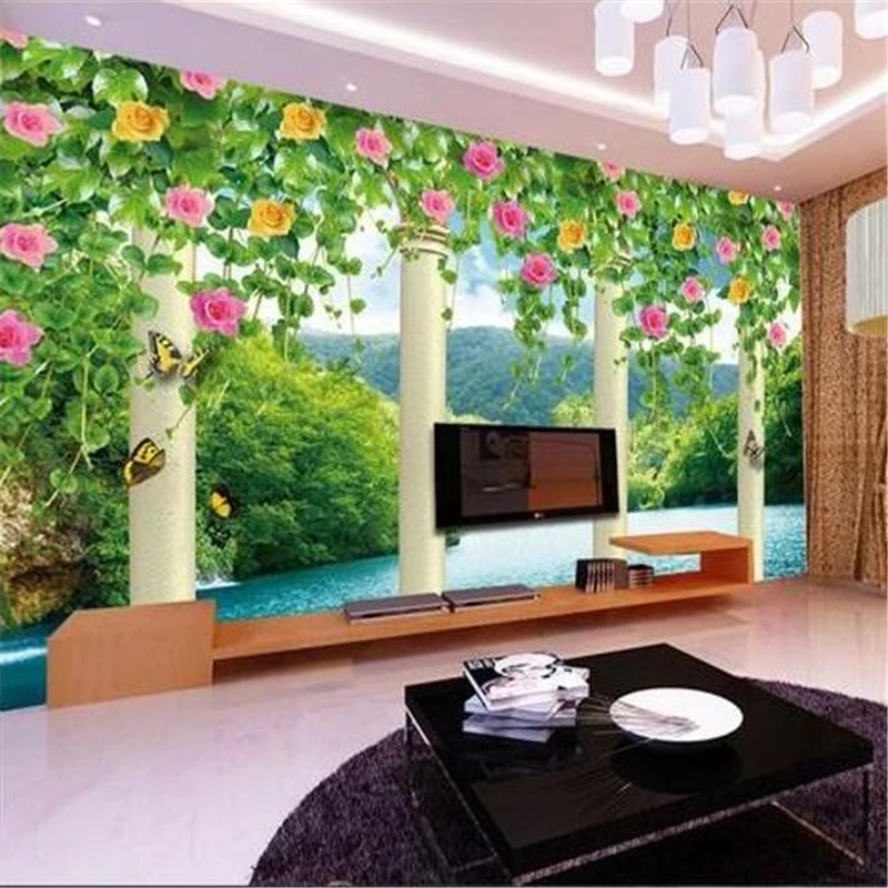

beibehang 3d stereoscopic rose murals TV backdrop wall paper living room bedroom murals papel de parede wallpaper for walls 3 d