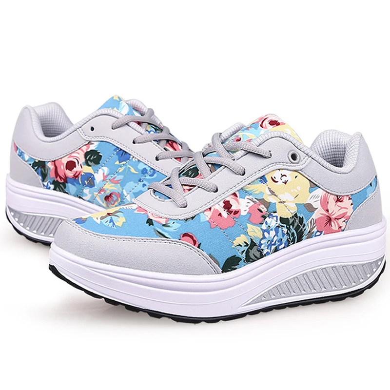 2023 Autumn Women Casual Shoes Fashion Breathable Walking Wedge Shoes Women Sneakers Printed Ladies Shoes Tenis Feminino WSH3302