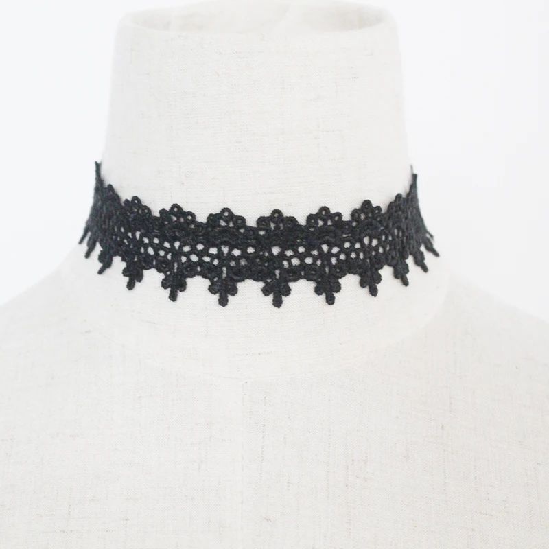 Newest Fashion Jewelry Accessories White & Black Lace Tattoo Choker Necklace For Couple Lovers\'  N106