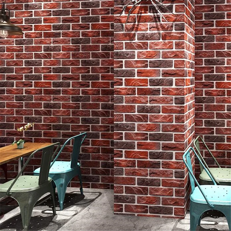 

beibehang new Retro blue brick nostalgic 3D stereo imitation brick wallpaper coffee restaurant bar web cafe red brick wallpaper