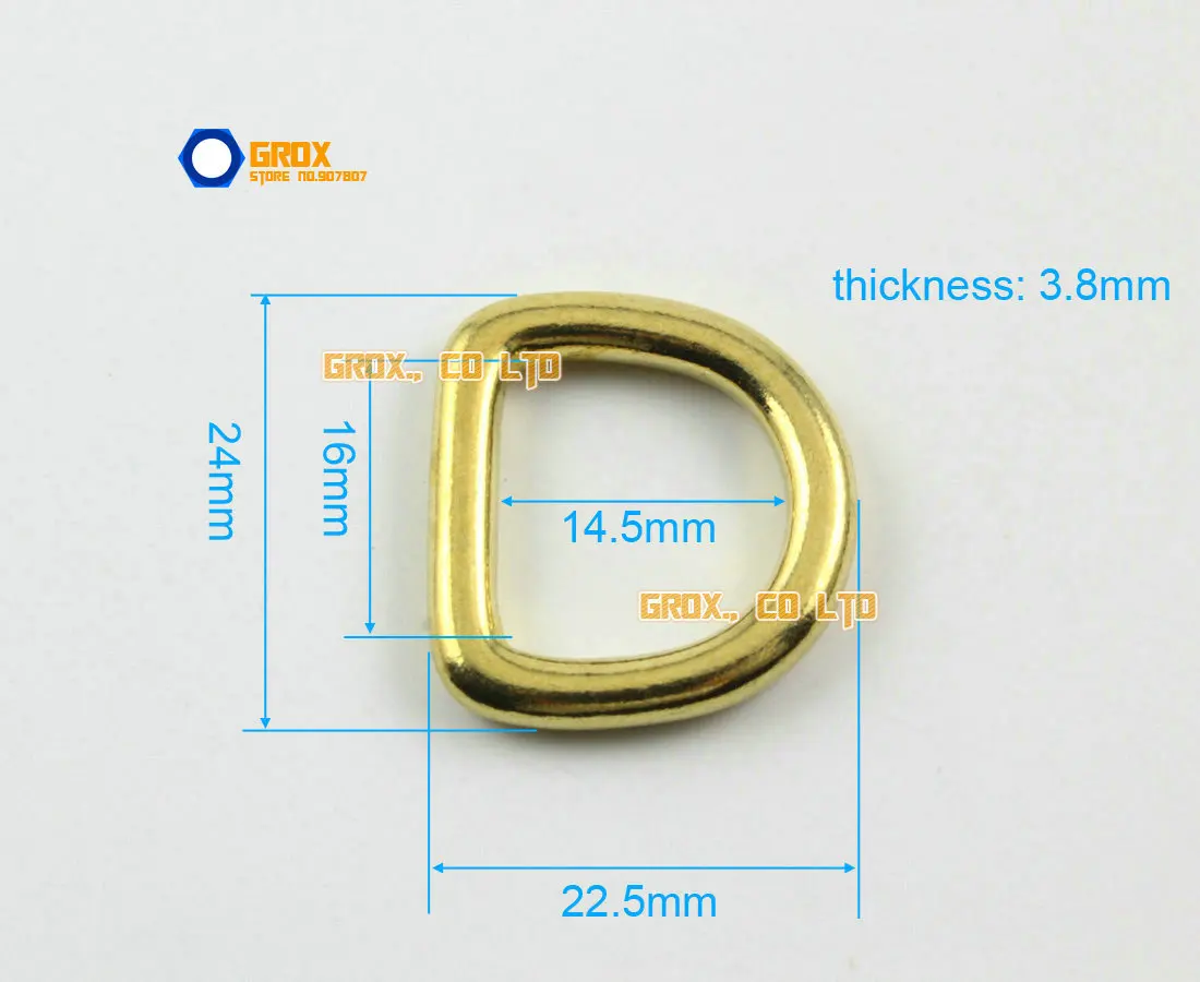 12 Pieces 16mm Solid Brass D Ring For Purse Bag Handbag Strap Dee Ring