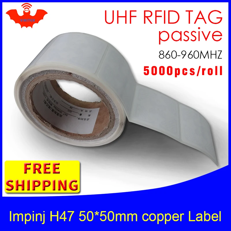 

UHF RFID tag sticker Impinj H47 printable copper label EPC 6c 860-960MHZ Higgs3 5000pcs free shipping adhesive passive RFID labe