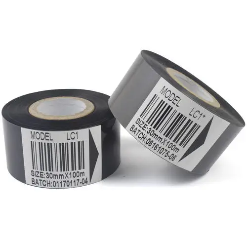 10 rolls 30mm*100m Thermal Ribbon Black Hot Stamp Ribbon for HP-241B DY-8 Date Code Printer Ribbon Printing Machine