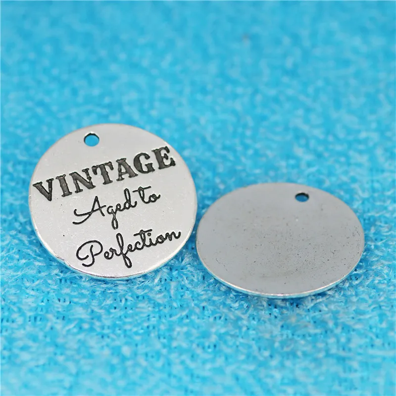 High Quality 10 Pieces/Lot Diameter 25mm Letter Printed vintage aged to perfection Round Disc Words Message Charm Pendant