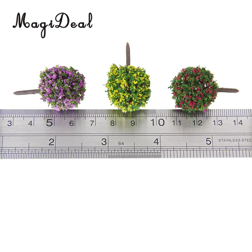 MagiDeal 30Pcs/Lot Mixed 3 Colors Flower Model Train Trees Ball Shaped Scenery Landscape 1/100 Scale for Railway Road Kids Toy image 4